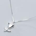 925 Sterling Silver Rhinestone Rose Pendant Necklace Necklace - As Shown In Figure - One Size