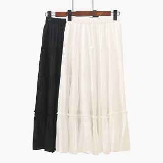 Tiered Midi A-line Chiffon Skirt