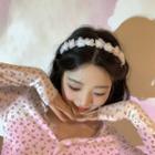 Faux Pearl Flower Chiffon Headband White - One Size