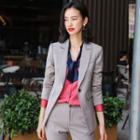 One-button Blazer / Long-sleeve Blouse / Fitted Skirt / Dress Pants / Set
