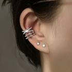 Rhinestone Layered Cuff Earring 1 Pc - Right - Silver - One Size