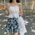 Floral Print Mini A-line Skirt / Tube Top