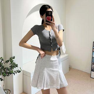 Drawstring-side Cropped Cardigan