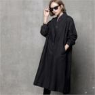 Shawl-collar Buttoned Long Spring Coat