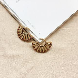 Fan Stud Earring 1 Pair - E029 - Earring - Brown - One Size
