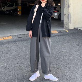 Long Sleeve Plain Shirt / Straight Cut Pants