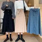 Bow Lace-up A-line Long Skirt