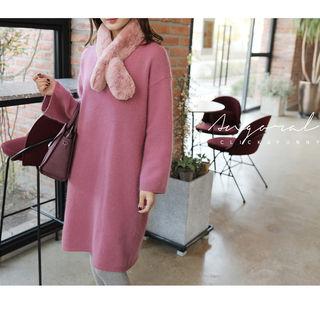 V-neck Wool Blend Sweater Dress