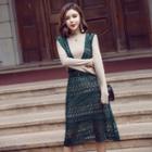 Set: Long-sleeve Shift Dress + Lace Suspender Skirt