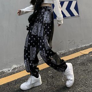 Print Jogger Pants Black - One Size