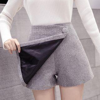 Herringbone High-waist Mini A-line Skort
