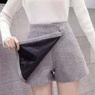 Herringbone High-waist Mini A-line Skort
