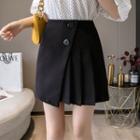 Asymmetric Pleated Mini A-line Skirt