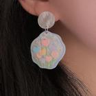 Floral Drop Earring 1 Pair - Silver Needle - White - One Size