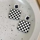 Check Square Drop Earring 1 Pair - Black & White - One Size