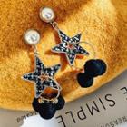 Faux Pearl Star & Bobble Dangle Earring 1 Pair - Black - One Size