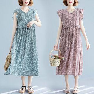 Floral Ruffle V-neck Dress