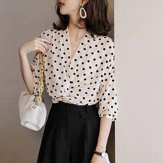 Long-sleeve Dotted Blouse / Dress Pants