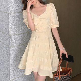 Puff-sleeve Open-back A-line Dress (various Designs)