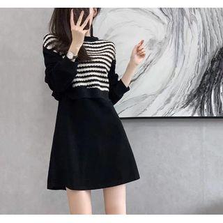 Mock Two-piece Striped Sweater Dress