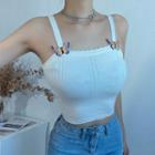 Butterfly Cropped Knit Camisole Top