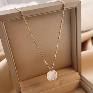 Square Shell Pendant Stainless Steel Necklace Necklace - Gold - One Size