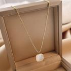 Square Shell Pendant Stainless Steel Necklace Necklace - Gold - One Size