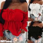 Off Shoulder Frill Trim Blouse