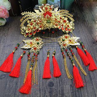 Traditional Wedding Tasseled Hair Pin / Earrings Set