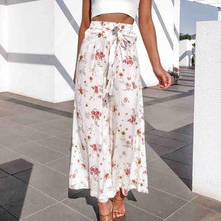 High Waist Floral Wide Leg Pants