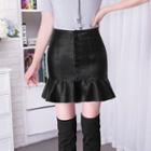 Faux Leather Ruffle Skirt