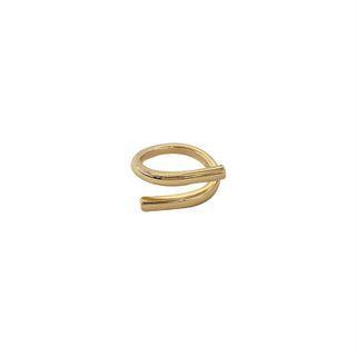 Layered Sterling Silver Open Ring J2585 - Gold - One Size