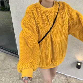 Plain Fleeced Loose-fit Sweatshirt