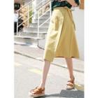 Wrap-front Cotton Midi Skirt