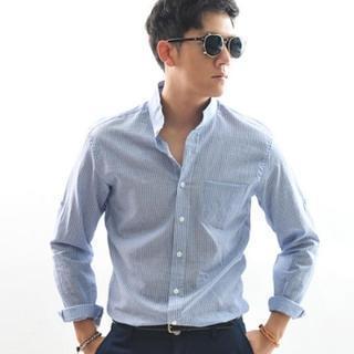 Mandarin-collar Linen Blend Shirt