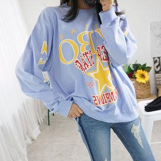 Lettering Star Cotton Sweatshirt