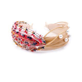 Faux Pearl Mesh Panel Headband
