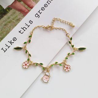 Flower & Rabbit Pendant Bracelet 1 Piece - Bracelet - One Size
