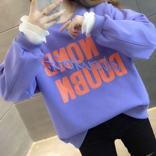 Flared-cuff Lettering Sweatshirt