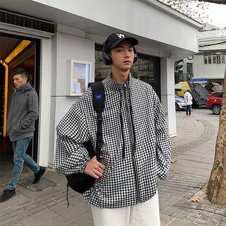 Stand Collar Plaid Zip Jacket