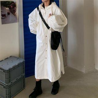 Buttoned Long Trench Coat As Shown In Figure - One Size