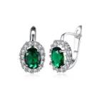 Elegant Fashion Geometric Oval Green Cubic Zircon Earrings Silver - One Size