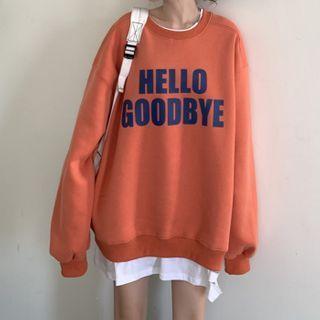 Mock Two-piece Lettering Oversized Sweater