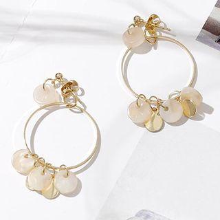 Acrylic Disc Dangle Hoop Earring 1 - 1 Pair - Ear Stud - One Size