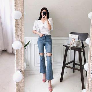 Twist-front Bell-sleeve Top