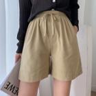 High Waist Wide Leg Plain Shorts