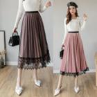 Reversible Lace Overlay Midi A-line Skirt