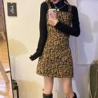 Leopard Print Mini Overall Dress