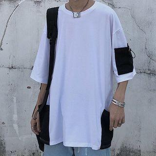Elbow-sleeve Pocket Panel T-shirt