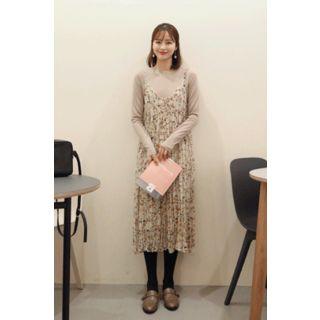 Spaghetti-strap Floral Chiffon Long Pleat Dress